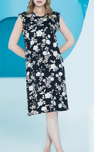 پیراهن زنانه آستین حلقه یقه گرد (طرح برگ)