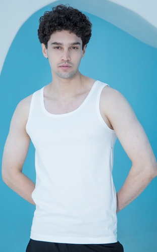 زیرپوش مردانه رکابی بغل بسته یقه گرد سفید